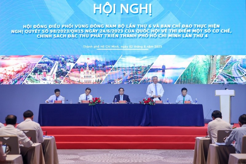 Hội nghị lần thứ 6 Hội đồng điều phối vùng Đông Nam Bộ và Phiên họp lần thứ 4 Ban Chỉ đạo triển khai Nghị quyết số 98/2023/QH15 của 555win tải app về thí điểm một số cơ chế, chính sách đặc thù phát triển TPHCM - Ảnh: VGP