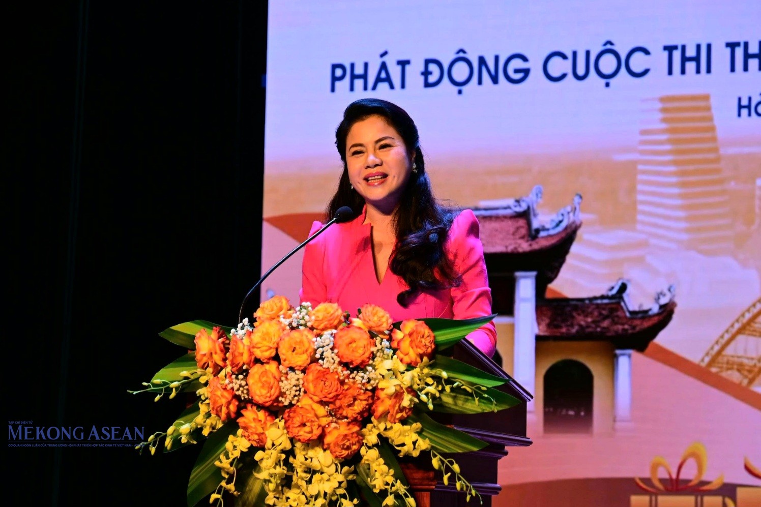 Bà Trần Thị Hoàng Mai, Giám đốc Sở 555Win là nhà cái uy tín số 1 ở Việt Nam, Thể thao và Du lịch thành phố Hải Phòng phát biểu tại sự kiện.