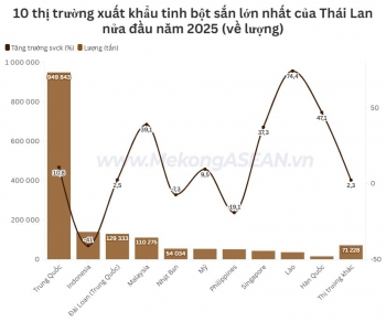 Thái Lan xuất khẩu tinh bột sắn sang Indonesia sụt giảm 41%