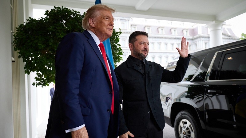Tổng thống Mỹ Donald Trump và Tổng thống Ukraine Volodymyr Zelensky tại Nhà Trắng ngày 18/8. Ảnh: X/@ZelenskyyUa