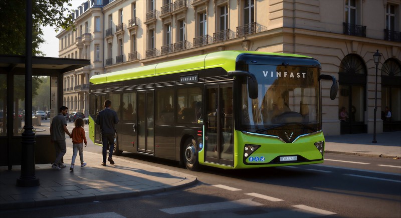 Lần đầu tiên xe bus điện của VinFast xuất hiện tại thị trường châu Âu