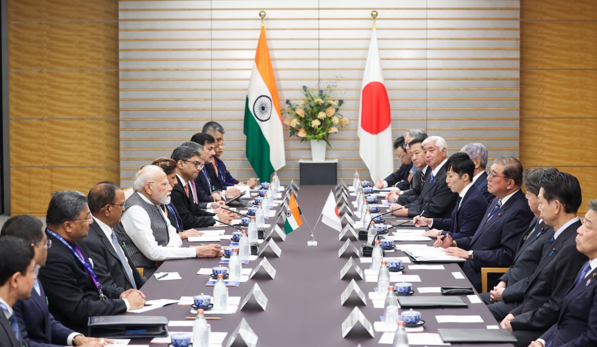 Cuộc họp giữa phái đoàn Ấn Độ và Nhật Bản tại Tokyo ngày 29/8. Ảnh: X/@narendramodi