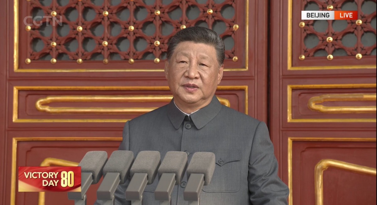 Chủ tịch Trung Quốc Tập Cận Bình phát biểu mở đầu buổi lễ. Ảnh: CGTN