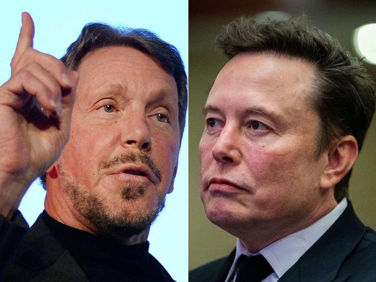 Ông Larry Ellison (trái) và ông Elon Musk. Ảnh: Global Times.
