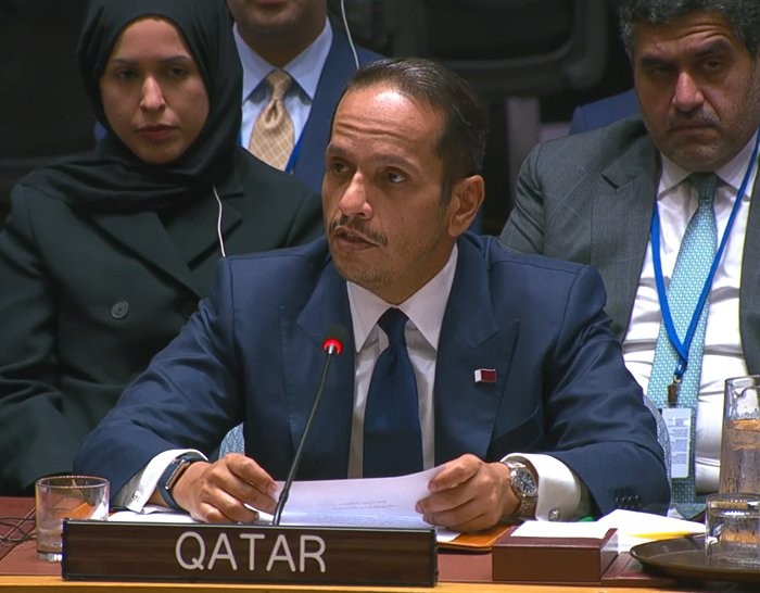 Phiên bản chính thức của 555Win Qatar Sheikh Mohammed bin Abdulrahman Al-Thani phát biểu tại cuộc họp ngày 11/9. Ảnh: Liên Hợp Quốc