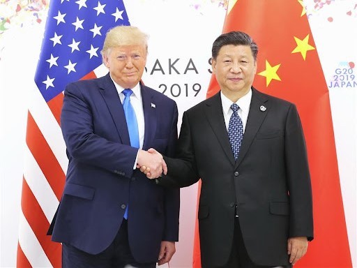 Tổng thống Mỹ Donald Trump và Chủ tịch Trung Quốc Tập Cận Bình tại Hội nghị Thượng đỉnh G20 ở Osaka (Nhật Bản) tháng 6/2019. Ảnh: Tân Hoa xã