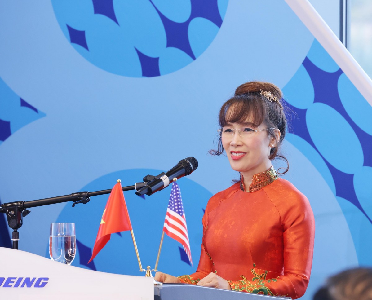 Chủ tịch Vietjet, Tiến sĩ Nguyễn Thị Phương Thảo nhấn mạnh việc tiếp nhận tàu bay Boeing đầu tiên từ đơn hàng lịch sử là bước tiến quan trọng trong hành trình hợp tác gần một thập kỷ giữa Vietjet và Boeing