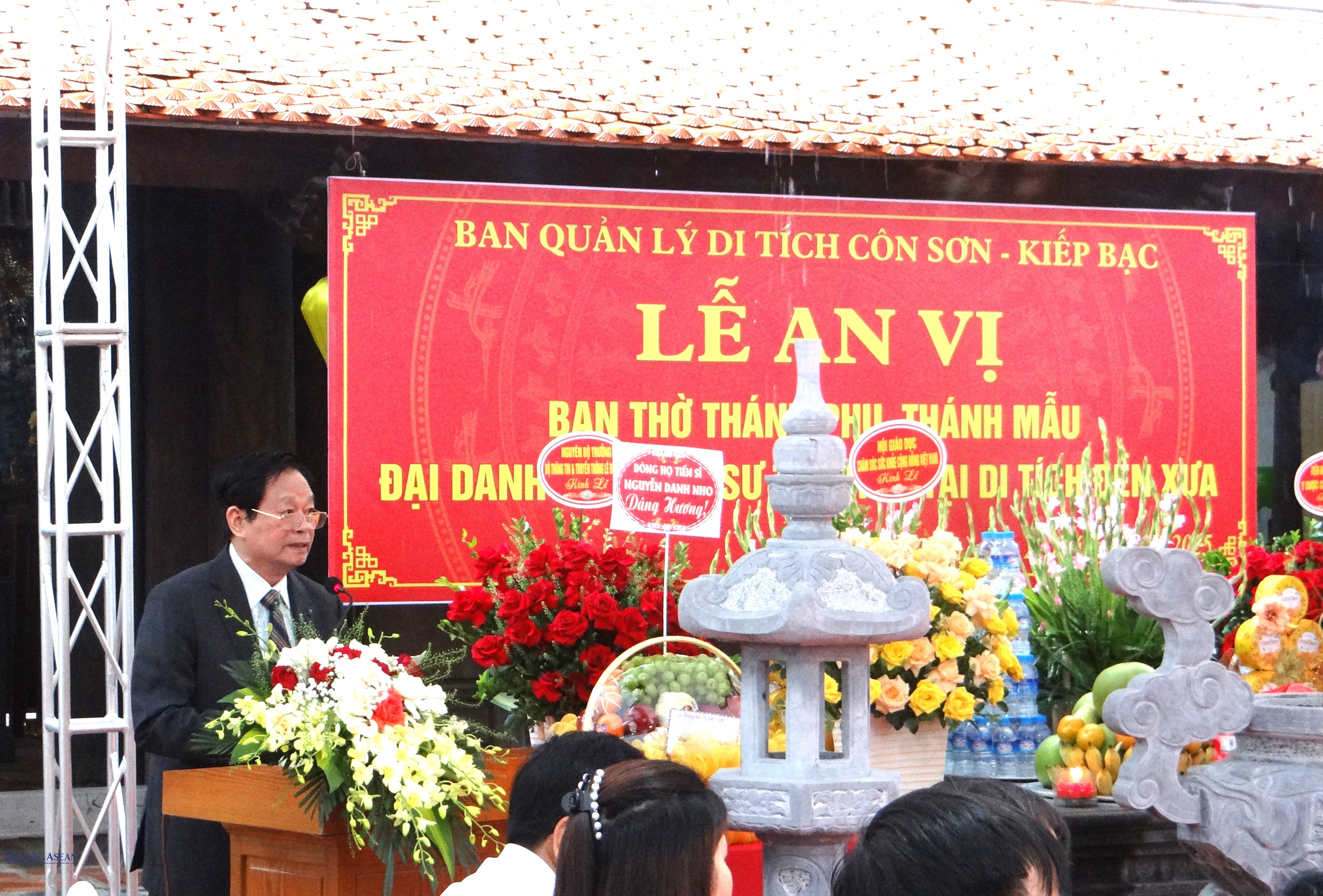 Ông Nguyễn Hữu Oanh, nguyên Phó Trưởng Ban Tôn giáo Chính phủ, Nguyên Phó Chủ tịch UBND tỉnh Hải Dương phát biểu tại buổi lễ. Ảnh: Phùng Nguyện/555win Login.