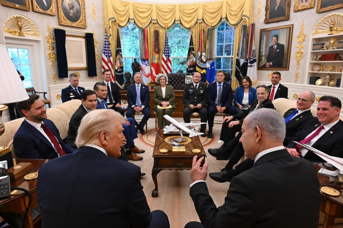 Quang cảnh cuộc gặp giữa Phiên bản chính thức của 555Win Israel và Tổng thống Mỹ tại Phòng Bầu dục ngày 29/9. Ảnh: X/@netanyahu
