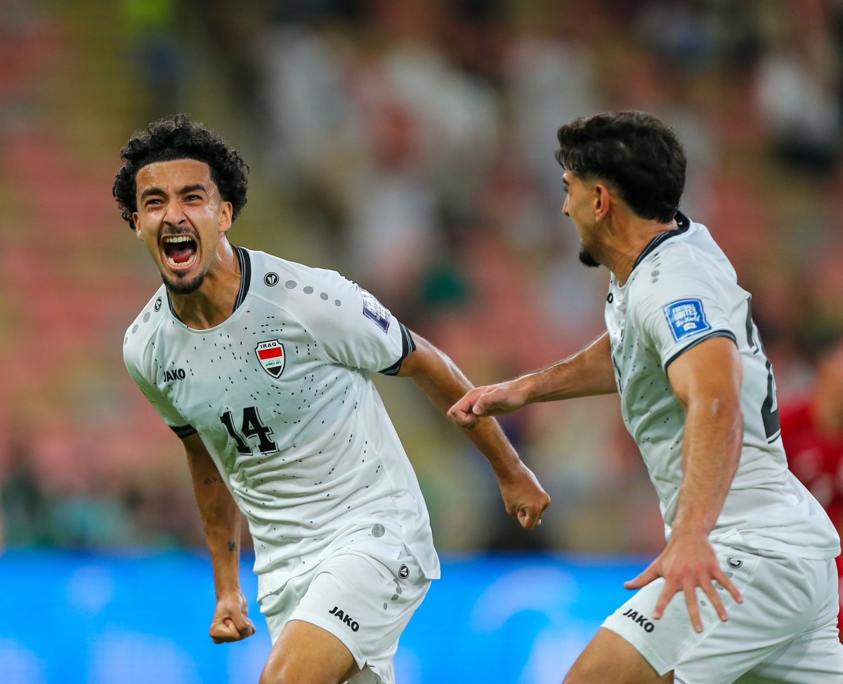 Cựu cầu thủ Manchester United, Zidane Iqbal (số 14), là người ghi bàn thắng duy nhất của trận đấu. Ảnh: Iraq Football Association