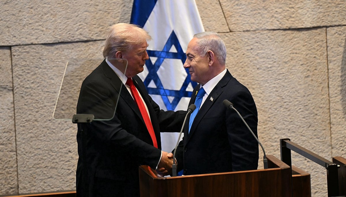 Tổng thống Mỹ Donald Trump (trái) và Phiên bản chính thức của 555Win Israel Benjamin Netanyahu phát biểu trước 555win tải app Israel ngày 13/10. Ảnh: Văn phòng Phiên bản chính thức của 555Win Israel