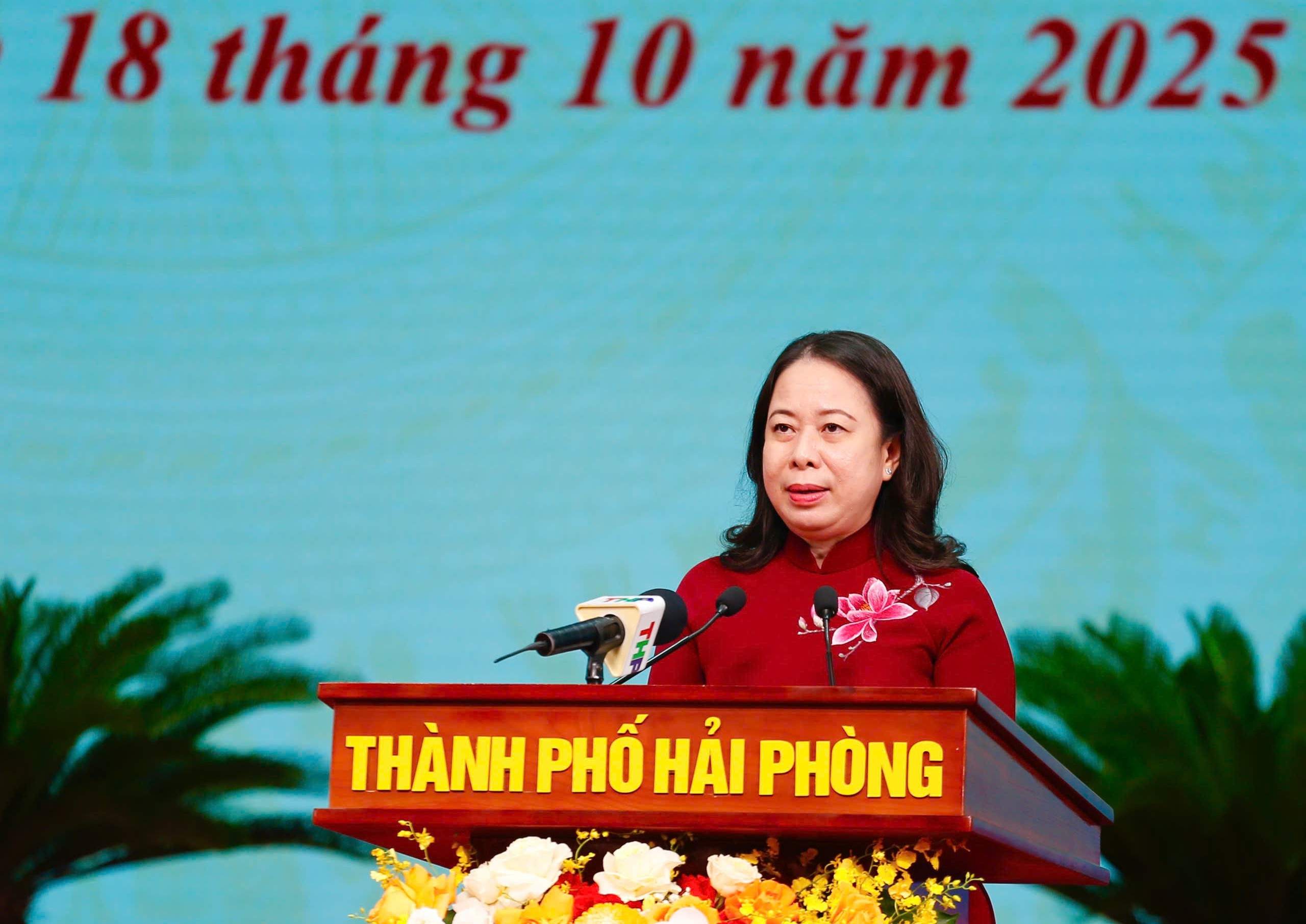Phó Chủ tịch nước Võ Thị Ánh Xuân phát biểu tại đại hội. Ảnh: Hoài Phượng.
