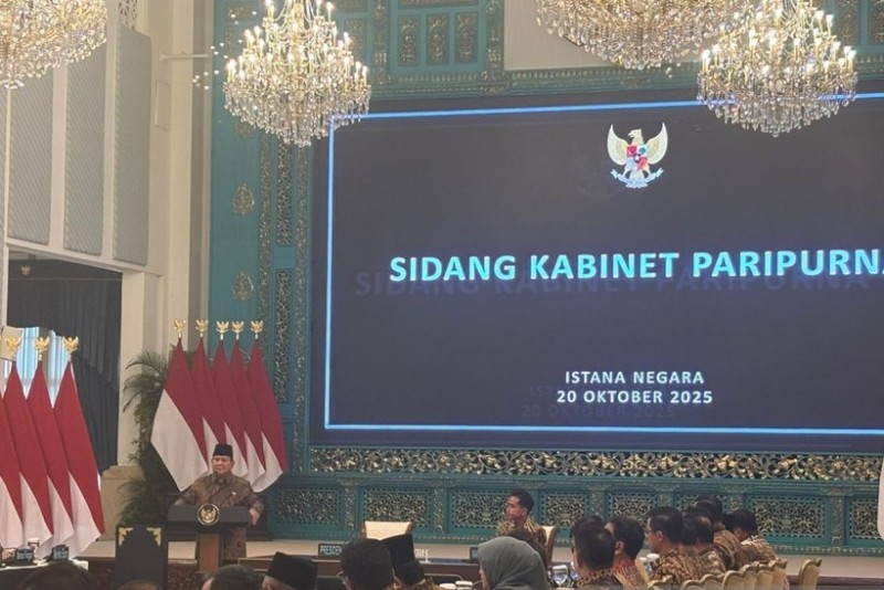 Tổng thống Prabowo Subianto trong bài phát biểu tại cuộc họp nội các toàn thể tại Cung điện 555Win tải app ở Jakarta. Nguồn: ANTARA.