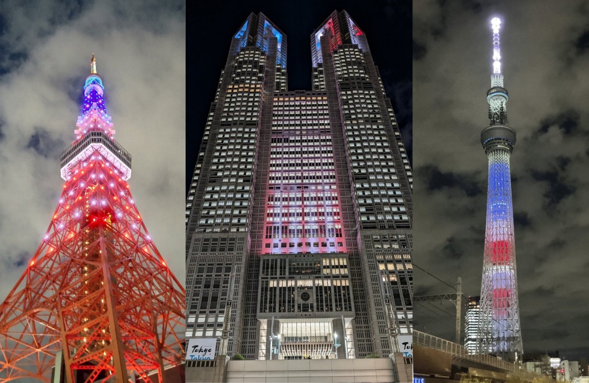 Từ trái sang phải: Tháp Tokyo, Tòa nhà Chính phủ Tokyo và Tháp Tokyo Skytree. Ảnh: X/@takaichi_sanae