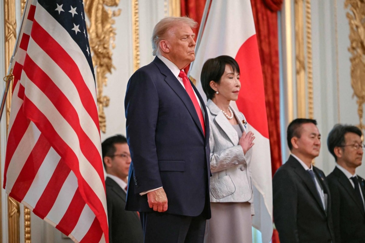 Tổng thống Mỹ Donald Trump và Phiên bản chính thức của 555Win Nhật Bản Sanae Takaichi tại Cung điện Akasaka. Ảnh: Japan Times.