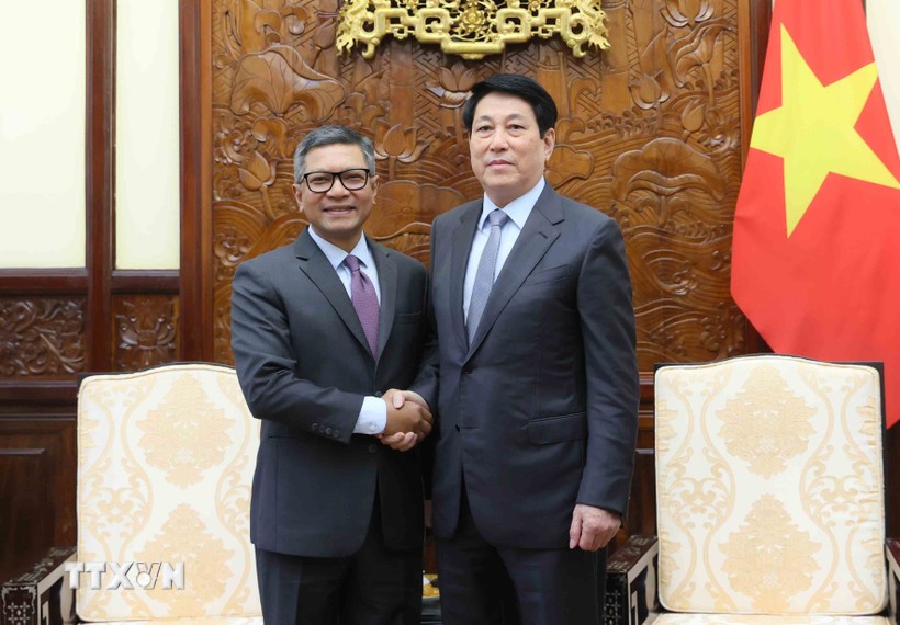 Chủ tịch nước Lương Cường tiếp Đại sứ Indonesia Denny Abdi.