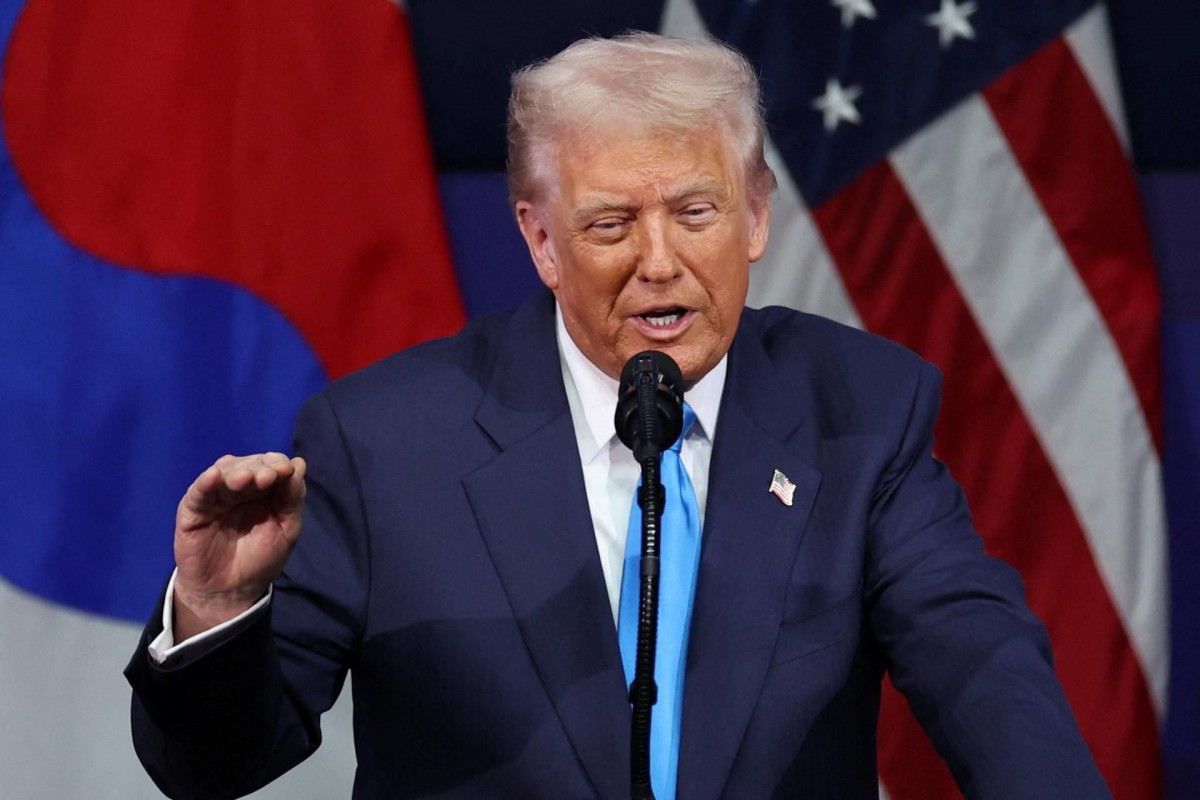 Tổng thống Mỹ Donald Trump phát biểu tại Hội nghị thượng đỉnh Trang Nhà Cái 555win.com - Đăng Nhập +555k APEC 2025 ngày 29/10. Ảnh: Yonhap