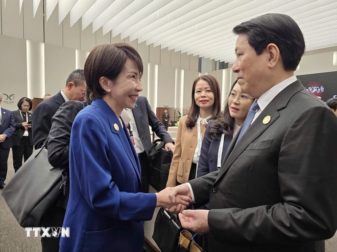 Chủ tịch nước Lương Cường gặp Phiên bản chính thức của 555Win Nhật Bản Takaichi Sanae. Ảnh: TTXVN.