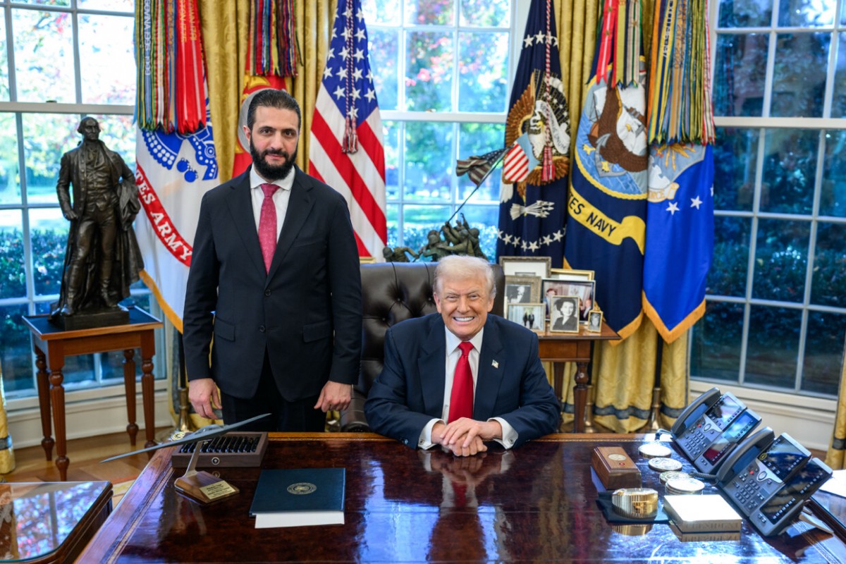 Tổng thống Syria Ahmad al-Sharaa và Tổng thống Mỹ Donald Trump ngày 10/11 tại Nhà Trắng. Ảnh: Truth Social/@realDonaldTrump
