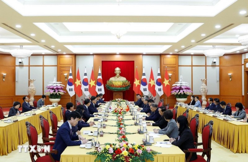 Quang cảnh buổi hội kiến. Nguồn: TTXVN