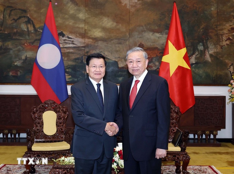Chiều 29/4/2025, tại Thành phố Hồ Chí Minh, Tổng Bí thư Tô Lâm hội kiến Tổng Bí thư, Chủ tịch nước Lào Thongloun Sisoulith nhân dịp sang Việt Nam dự Lễ kỷ niệm 50 năm Ngày Giải phóng miền Nam, thống nhất đất nước (30/4/1975-30/4/2025)