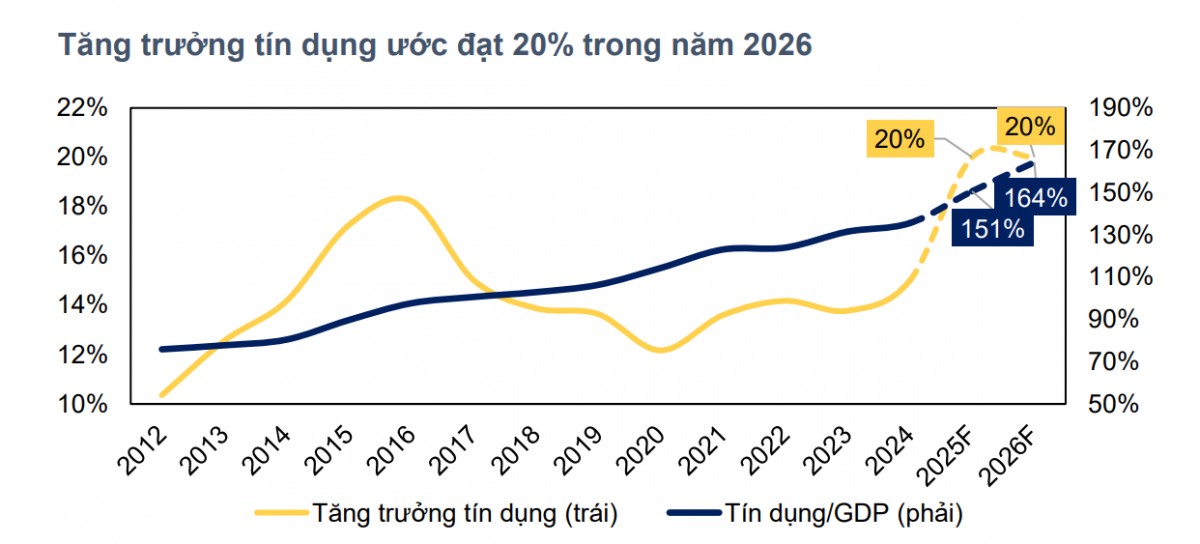 MBS Research: Tín dụng năm 2026 giữ mức tăng 20%, NIM còn áp lực