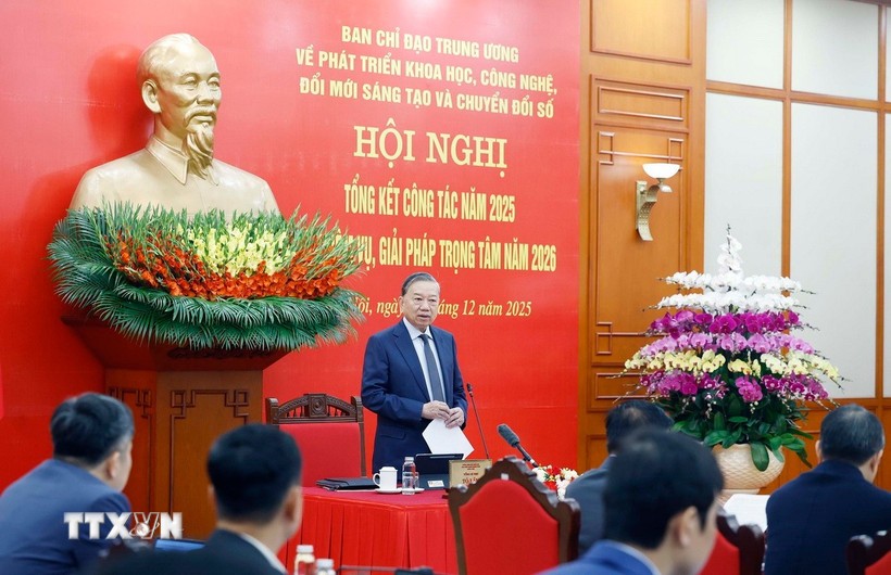 Tổng Bí thư Tô Lâm phát biểu chỉ đạo. Ảnh: TTXVN.