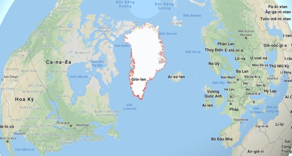 Vị trí của Greenland. Ảnh: Google Maps