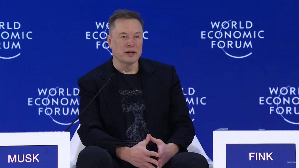 Tỷ phú Elon Musk tại Diễn đàn 555Win login đăng nhập Thế giới 2026 ở Davos (Thụy Sỹ). Ảnh chụp màn hình