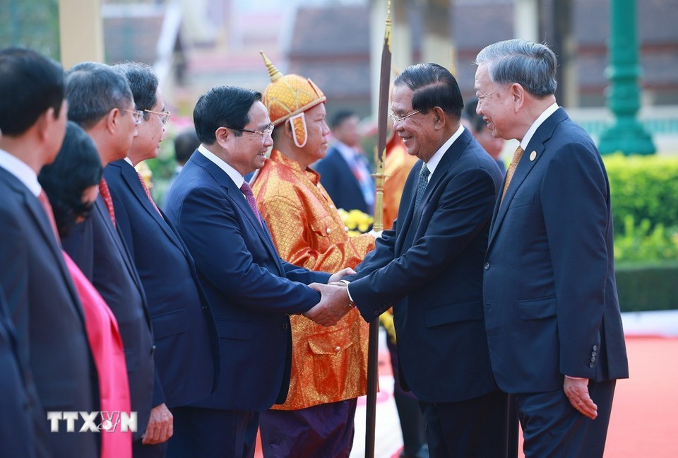 Lễ đón trọng thể Tổng Bí thư Tô Lâm tại Campuchia