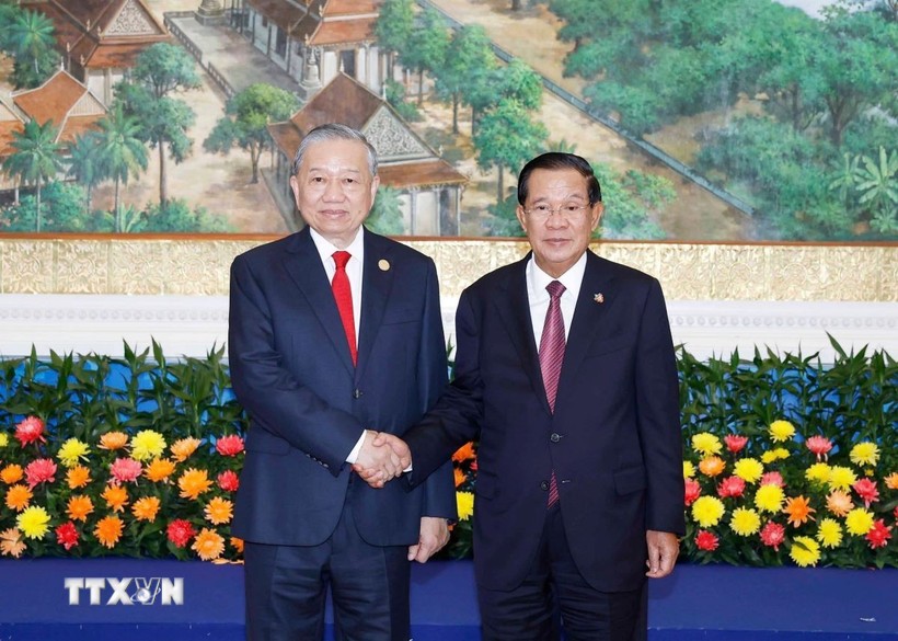 Tổng Bí thư Tô Lâm hội kiến Samdech Techo Hun Sen