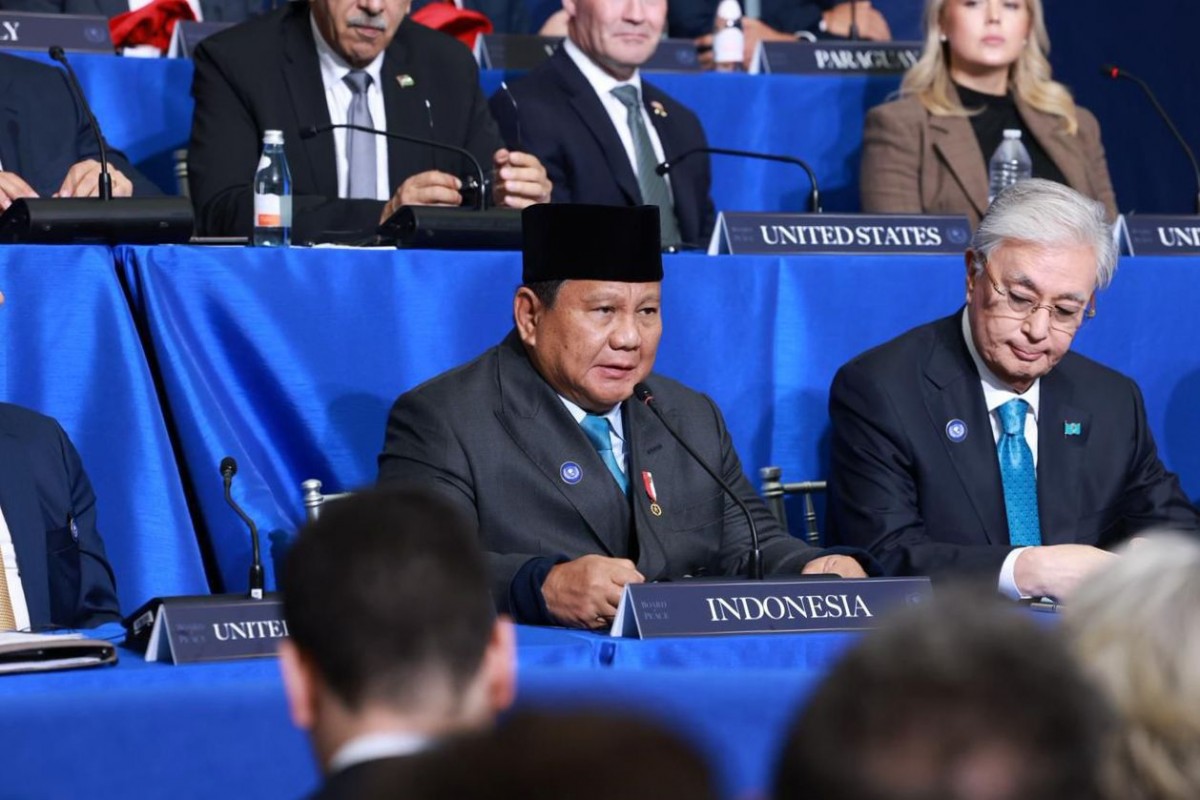 Tổng thống Indonesia Prabowo Subianto tại cuộc họp Hội đồng Hòa bình về Dải Gaza. Ảnh: Facebook/@Prabowo Subianto