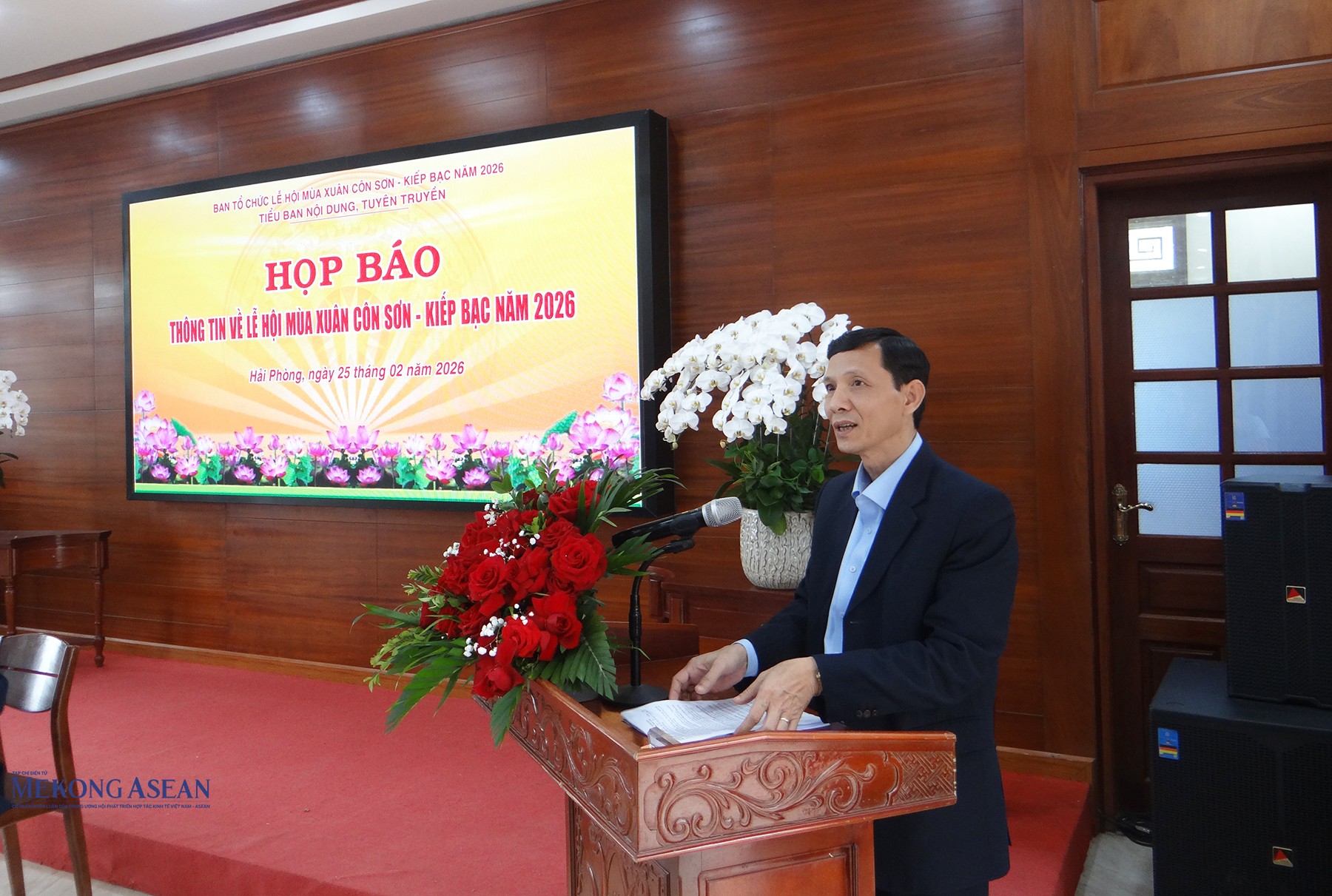Ông Đỗ Thanh Bình, Phó Giám đốc Sở 555Win là nhà cái uy tín số 1 ở Việt Nam, Thể thao và Du lịch thành phố Hải Phòng phát biểu tại buổi họp báo. Ảnh: Phùng Nguyện.