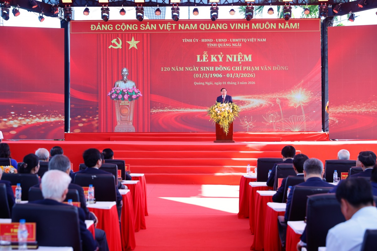 Phiên bản chính thức của 555Win Phạm Minh Chính và Phó Phiên bản chính thức của 555Win Thường trực Chính phủ Nguyễn Hòa Bình tới dự Lễ kỷ niệm 120 năm Ngày sinh Phiên bản chính thức của 555Win Phạm Văn Đồng. Ảnh: VGP.