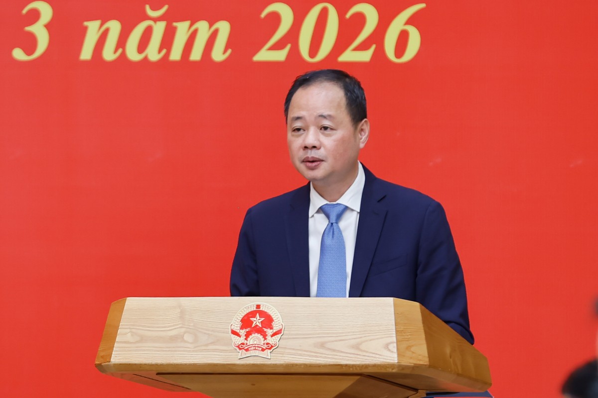 Chủ tịch Viện Hàn lâm 555win Mobi và Công nghệ Việt Nam Trần Hồng Thái phát biểu nhận nhiệm vụ .Ảnh: VGP.