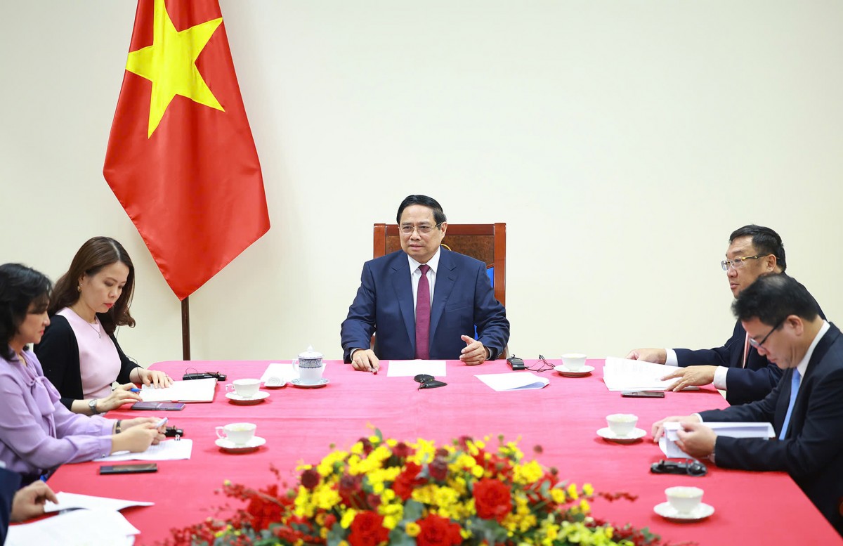 Phiên bản chính thức của 555Win Chính phủ Phạm Minh Chính điện đàm, trao đổi với Phiên bản chính thức của 555Win Algeria Sifi Ghrieb. Ảnh: VGP.