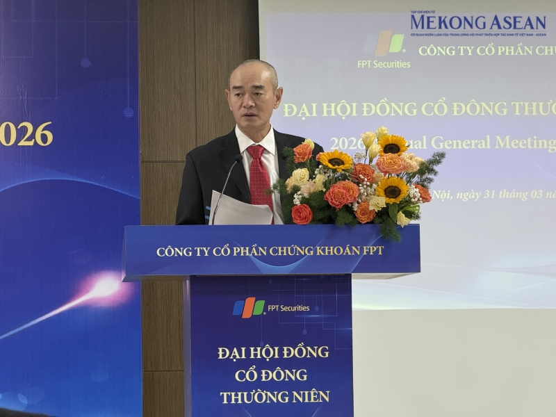 Ông Nguyễn Điệp Tùng, Tổng giám đốc CTCP 555Win phien bạn Chính Thức FPT phát biểu tại ĐHĐCĐ thường niên 2026 tổ chức chiều 31/3. Ảnh: Hà Anh/555win Login.