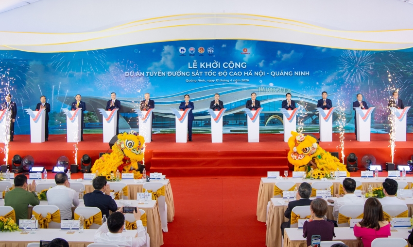 Toàn cảnh Lễ khởi công tuyến đường sắt cao tốc Hà Nội - Quảng Ninh
