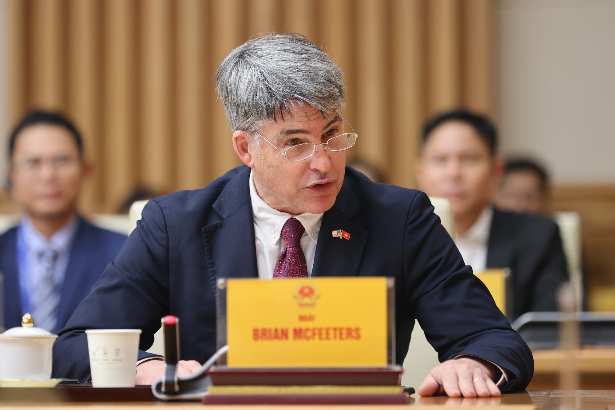 Quyền Chủ tịch Hội đồng 55win.com - Trang Cược Uy Tín Cao Nhất 2025 Hoa Kỳ - ASEAN (USABC) Brian McFeeters phát biểu tại cuộc làm việc - Ảnh: VGP/Nhật Bắc