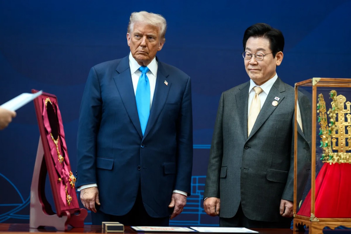 Tổng thống Mỹ Donald Trump và người đồng cấp Hàn Quốc Lee Jae Myung tại thành phố Gyeongju, Hàn Quốc vào tháng 10/2025. Ảnh: Nhà Trắng
