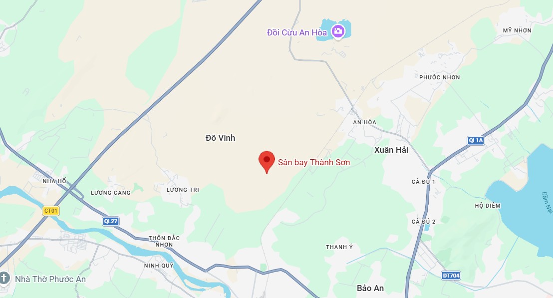 Khu vực quy hoạch sân bay Thành Sơn, Khánh Hòa. Ảnh: Google Map.