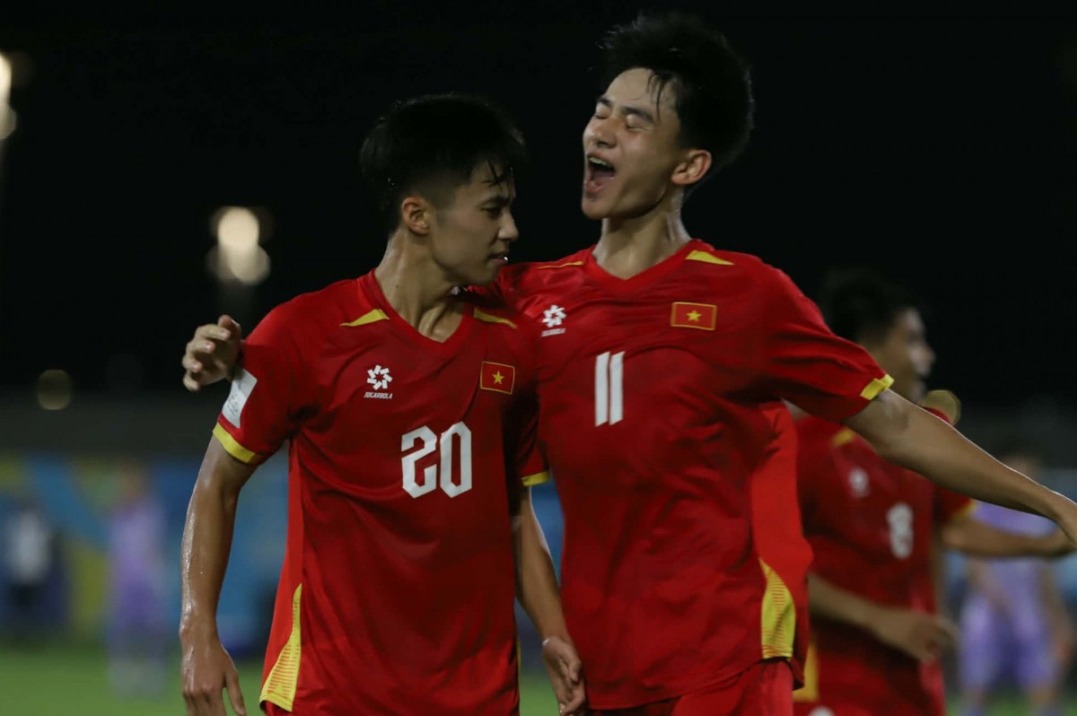 U17 Việt Nam là đội mở tỷ số trận đấu. Ảnh: VFF