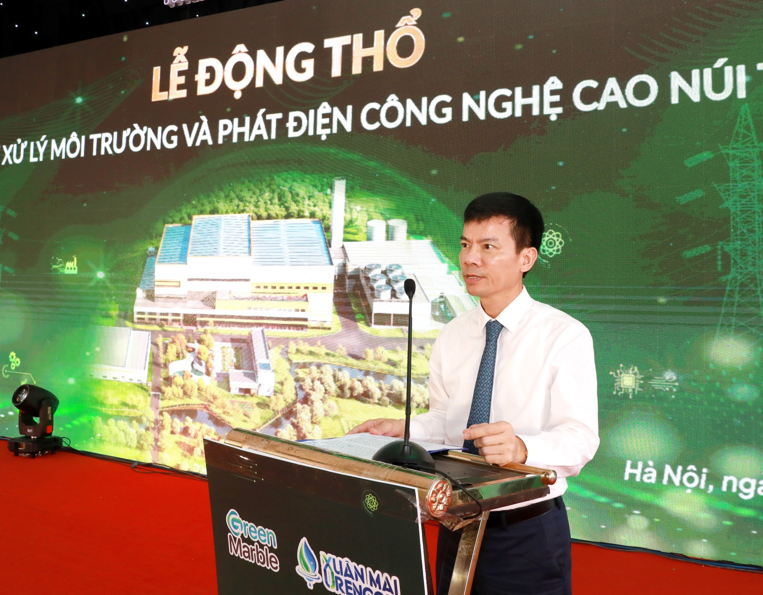 Phó Chủ tịch UBND thành phố Hà Nội Bùi Duy Cường phát biểu tại Lễ động thổ