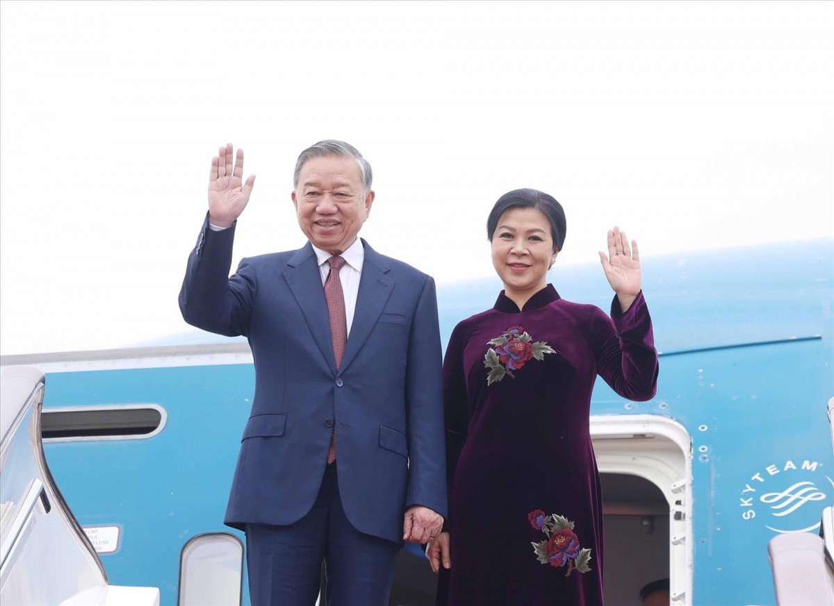 Tổng Bí thư, Chủ tịch nước Tô Lâm và Phu nhân. Ảnh: TTXVN
