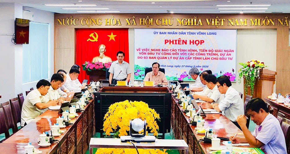 Bí thư Tỉnh uỷ Vĩnh Long Trần Văn Lâu phát biểu chỉ đạo tại cuộc họp. Nguồn