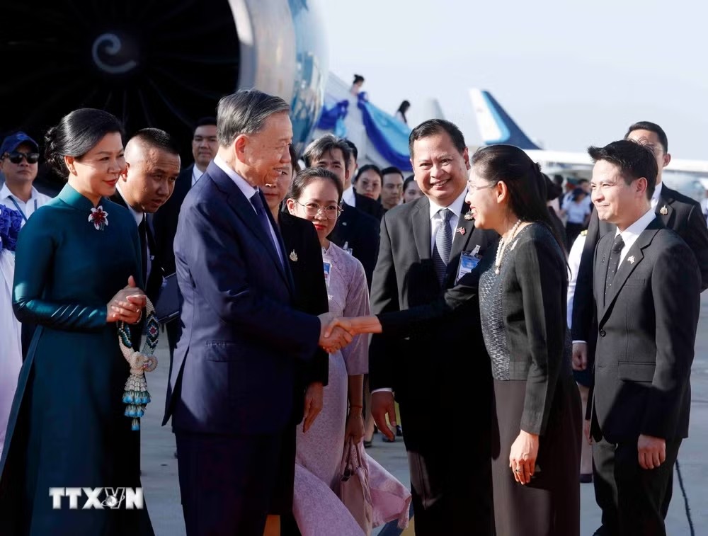 Lễ đón Tổng Bí thư, Chủ tịch nước Tô Lâm và Phu nhân tại sân bay quân sự 2, Khu vực sân bay quốc tế Don Mueng.