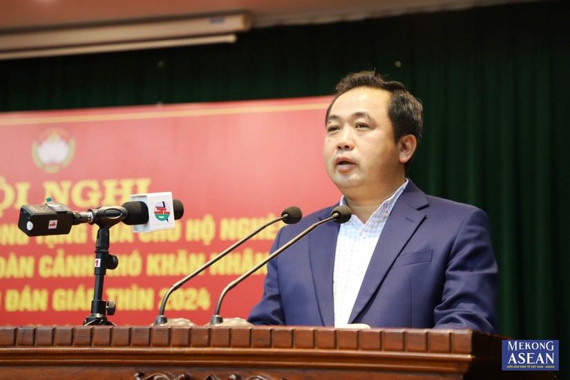 &Ocirc;ng Trần Đức Thắng, Uỷ vi&ecirc;n Trung ương Đảng, B&iacute; thư Tỉnh ủy Hải Dương ph&aacute;t biểu tại hội nghị.