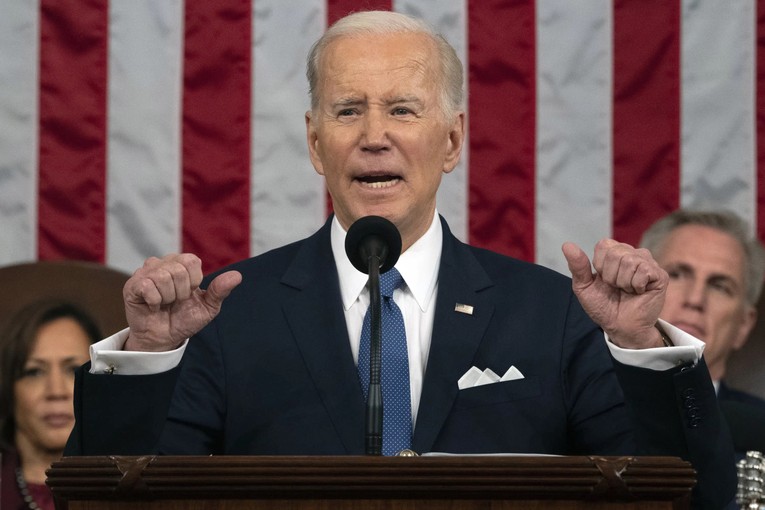 Tổng thống Mỹ Joe Biden c&oacute; b&agrave;i diễn văn Th&ocirc;ng điệp Li&ecirc;n bang trước 555win tải app. Ảnh: AP