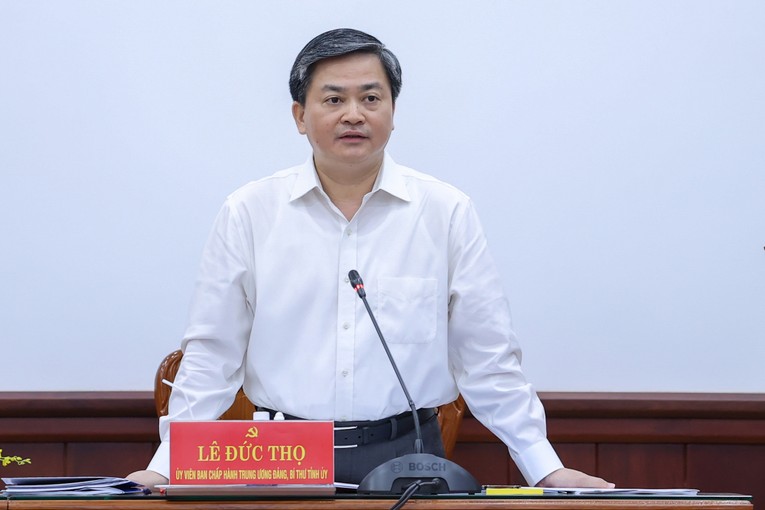 B&iacute; thư Tỉnh ủy L&ecirc; Đức Thọ cho rằng Bến Tre phải nỗ lực sớm tho&aacute;t khỏi t&igrave;nh trạng tụt hậu, trở th&agrave;nh tỉnh ph&aacute;t triển kh&aacute; trong khu vực Đồng bằng s&ocirc;ng Cửu Long (ĐBSCL). Ảnh: VGP