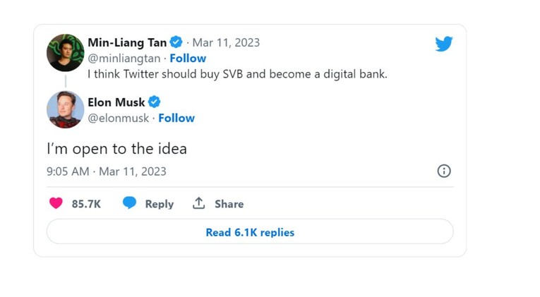 Tỷ ph&uacute; Elon Musk để ngỏ khả năng mua lại ng&acirc;n h&agrave;ng SVB ảnh 1